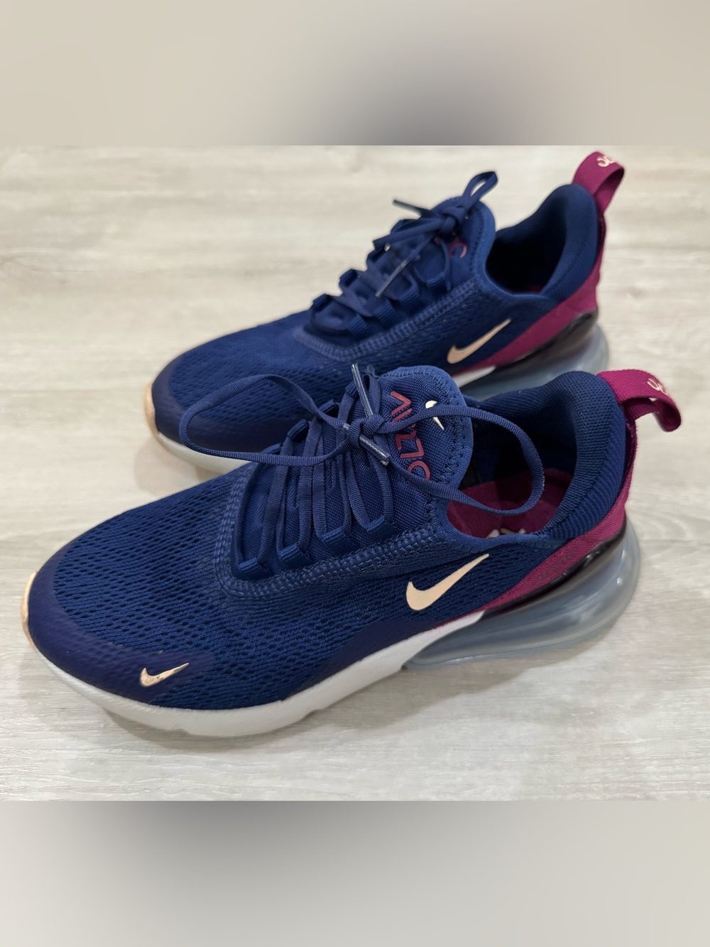 Nike Women’s Air Max 270 “Blue Void” Sneakers - Navy and Magenta - Size 6